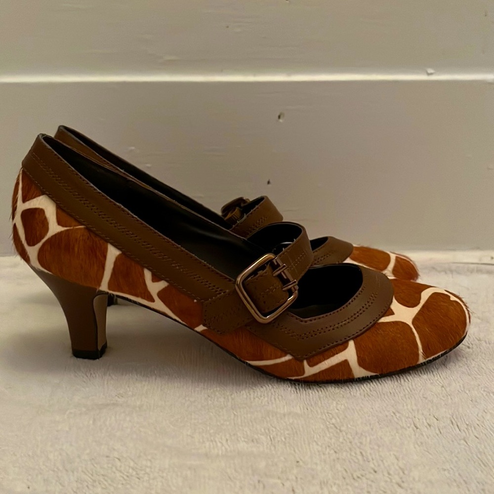 Faux giraffe Mary Jane pumps. Excellent condition. Size 7.5